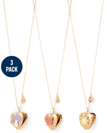 Girls Butterfly BFF Locket Necklace 3-Pack