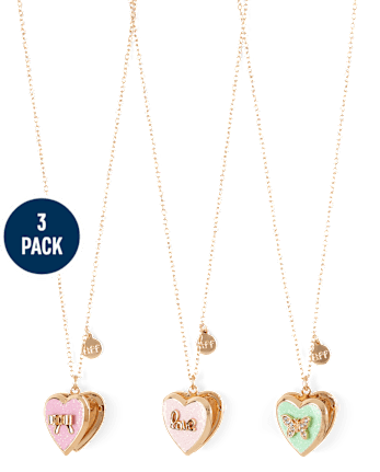 Girls Bow BFF Locket Necklace 3-Pack