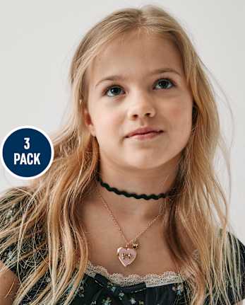 Lot de 3 colliers médaillons BFF avec nœud pour filles