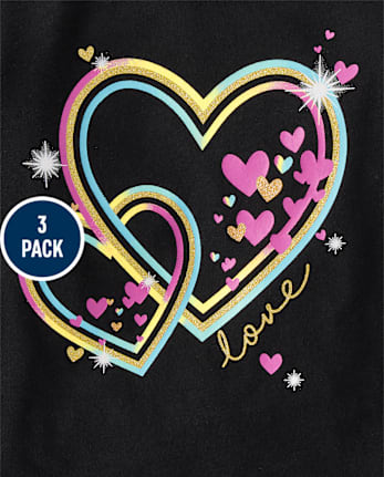 Lot de 3 t-shirts graphiques pour bébés et petites filles