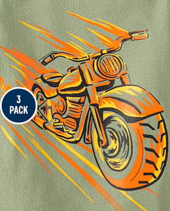 Lot de 3 t-shirts graphiques pour bébés et tout-petits garçons à motifs de véhicules