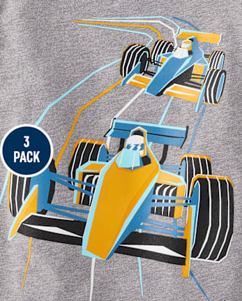 Lot de 3 t-shirts graphiques pour bébés et tout-petits garçons à motifs de véhicules