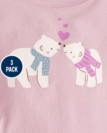 Toddler Girls Polar Bear Top 3-Pack
