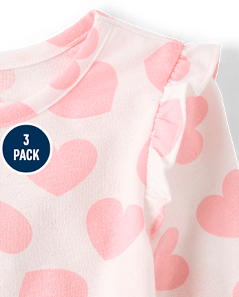 Toddler Girls Heart Flutter Top 3-Pack
