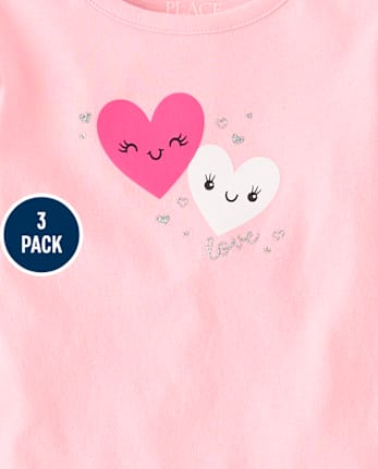 Toddler Girls Heart Flutter Top 3-Pack
