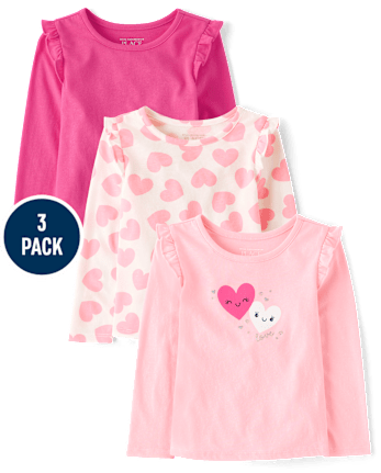 Toddler Girls Heart Flutter Top 3-Pack