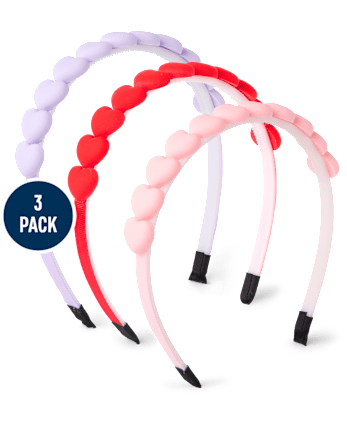 Girls Heart Headband 3-Pack