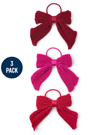 Girls Pleated Bow Hair Tie 3-Pack