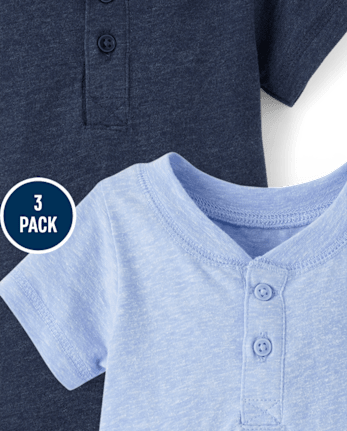 Baby Boys Marled Henley Bodysuit 3-Pack