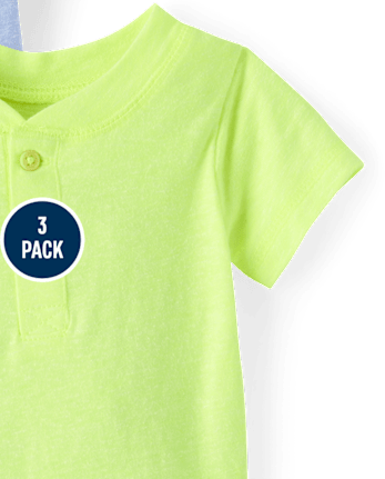 Baby Boys Marled Henley Bodysuit 3-Pack
