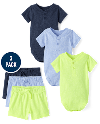 Lot de 3 bodies Henley chinés pour bébés garçons