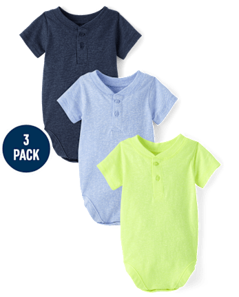 Baby Boys Marled Henley Bodysuit 3-Pack