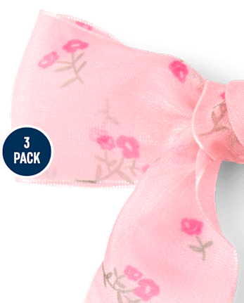 Girls Floral Bow Hair Clip 3-Pack