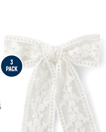 Girls Floral Bow Hair Clip 3-Pack