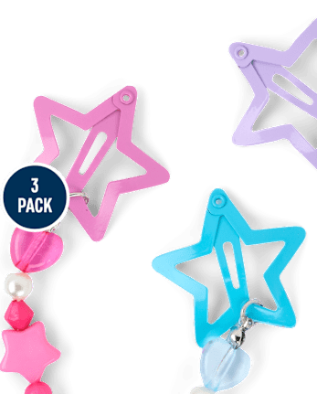 Girls Star Beaded Charm Hair Clip 3-Pack