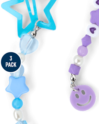 Girls Star Beaded Charm Hair Clip 3-Pack