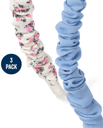 Girls Floral Ruched Headband 3-Pack