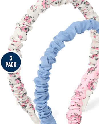 Girls Floral Ruched Headband 3-Pack