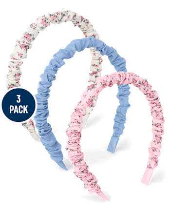 Girls Floral Ruched Headband 3-Pack