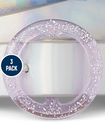 Girls Glitter Heart Belt 3-Pack