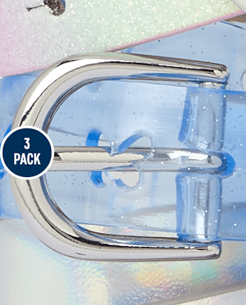 Girls Glitter Heart Belt 3-Pack