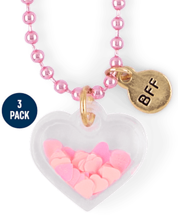 Girls Shakey Heart BFF Necklace 3-Pack