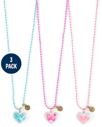 Girls Shakey Heart BFF Necklace 3-Pack