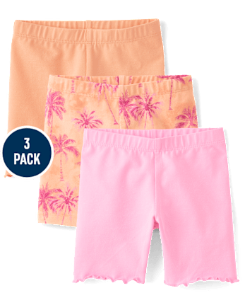 Toddler Girls Palm Tree Lettuce Bike Shorts 3-Pack