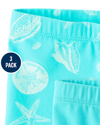 Toddler Girls Seashell Bike Shorts 3-Pack