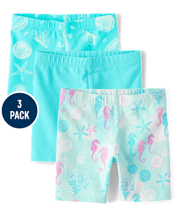 Toddler Girls Seashell Bike Shorts 3-Pack