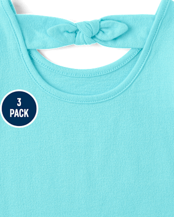 Toddler Girls Glitter Sea Creature Bow Back Tank Top 3-Pack