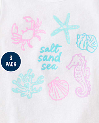 Toddler Girls Glitter Sea Creature Bow Back Tank Top 3-Pack