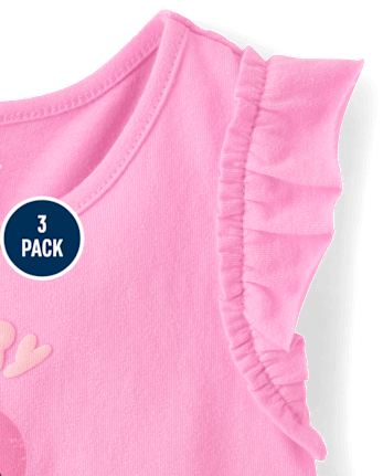Toddler Girls Puff Print Fruit Ruffle Tank Top 3-Pack