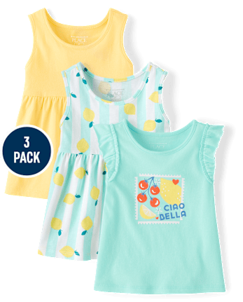 Toddler Girls Lemon Tank Top 3-Pack