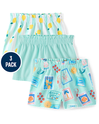 Toddler Girls Postcard Pull On Shorts 3-Pack
