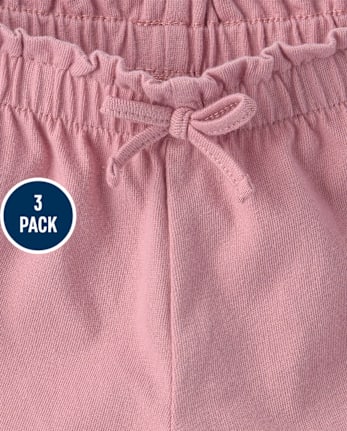 Toddler Girls Floral Paperbag Waist Shorts 3-Pack