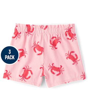 Toddler Girls Coastal Paperbag Waist Shorts 3-Pack