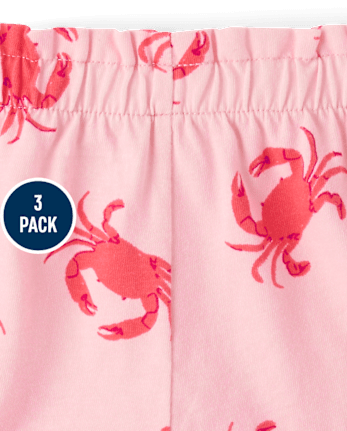 Toddler Girls Coastal Paperbag Waist Shorts 3-Pack