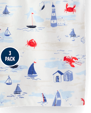 Toddler Girls Coastal Paperbag Waist Shorts 3-Pack