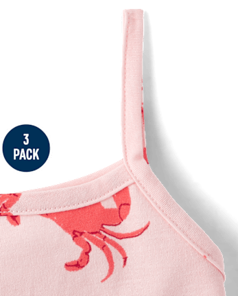 Toddler Girls Crab Tank Top 3-Pack