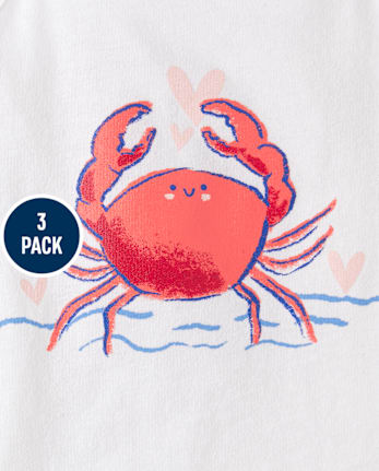 Toddler Girls Crab Tank Top 3-Pack