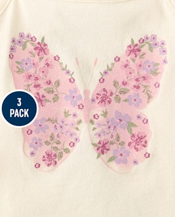Toddler Girls Glitter Floral Butterfly Tank Top 3-Pack