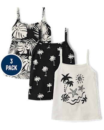 Lot de 3 débardeurs tropicaux pour petites filles