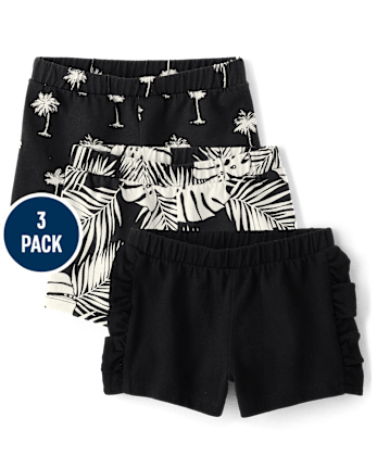 Toddler Girls Tropical Ruffle Shorts 3-Pack