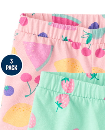 Short à enfiler à motifs de fruits pour petites filles (lot de 3)