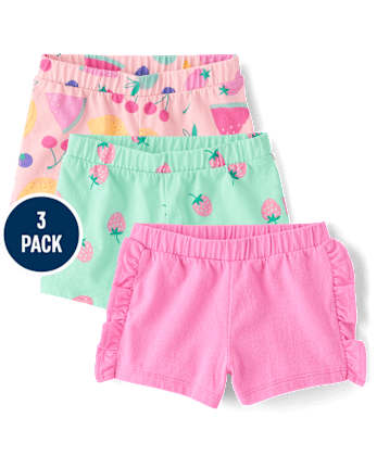 Toddler Girls Fruit Pull On Shorts 3-Pack