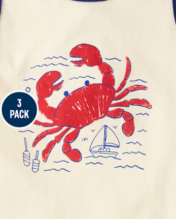 Baby And Toddler Boys Crab Tank Top 3-Pack
