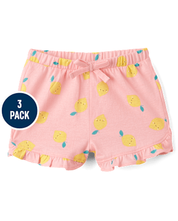 Baby Girls Lemon Ruffle Shorts 3-Pack
