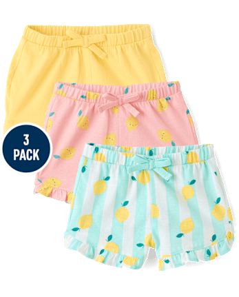 Baby Girls Lemon Ruffle Shorts 3-Pack