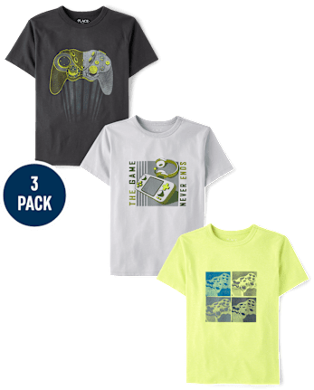 Lot de 3 t-shirts graphiques gaming pour garçons